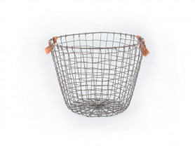 Mesh basket with leather handles 42 cm