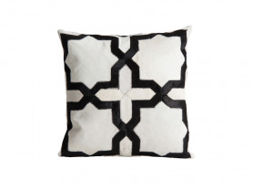 Black and white leather cushion