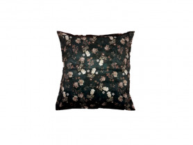 Navy blue cushion cover with mustard flowers 30 x 30 cm