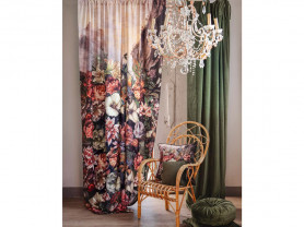 Velvet curtain with cords