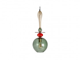 Long ceiling lamp with colored glass