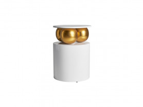 White side table and gold balls