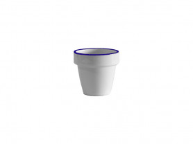 Mini white flower pot with blue edge
