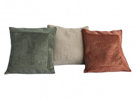 Set of velvet cushions with noble reliefs
