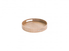 Round wooden tray with handles 35 cm